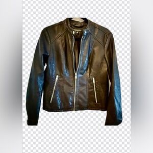 Faux Leather jacket  Black Silver‎ Accents